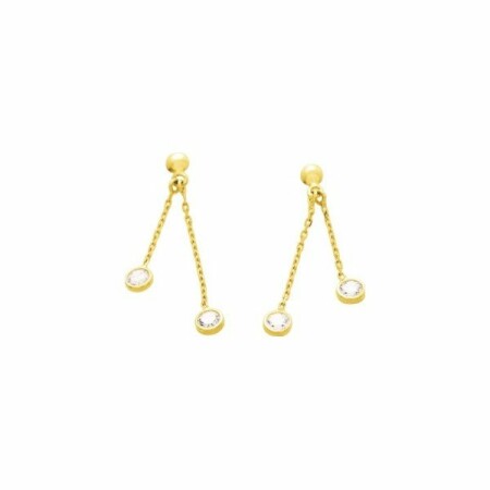 Boucles d'oreilles en or jaune et oxyde de zirconium