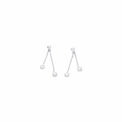 Boucles d'oreilles pendantes en or blanc et oxydes de zirconium