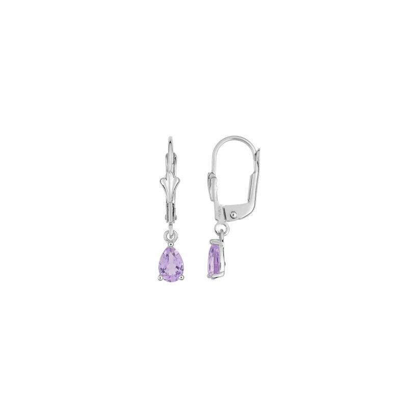 Boucles d'oreilles en or blanc et améthystes