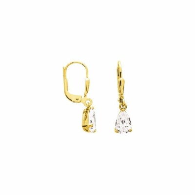 Boucles d'oreilles en or jaune et oxydes de zirconium