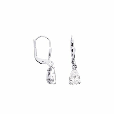 Boucles d'oreilles en or blanc et oxydes de zirconium