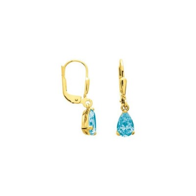 Boucles d'oreilles dormeuses en or jaune et topazes