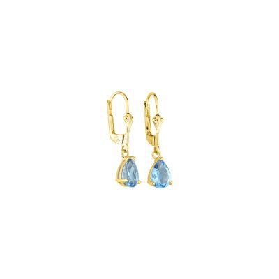 Boucles d'oreilles dormeuses en or jaune et topazes