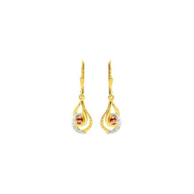 Boucles d'oreilles dormeuses en or jaune rhodié et rubis