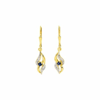 Boucles d'oreilles en or jaune et saphirs