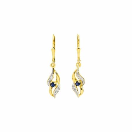 Boucles d'oreilles en or jaune et saphirs