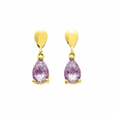 Boucles d'oreilles en or jaune et améthystes