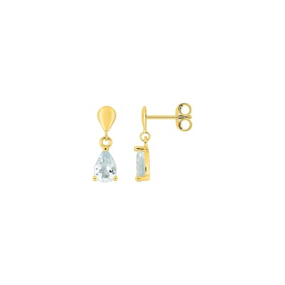 Boucles d'oreilles clous en or jaune et aquaprase