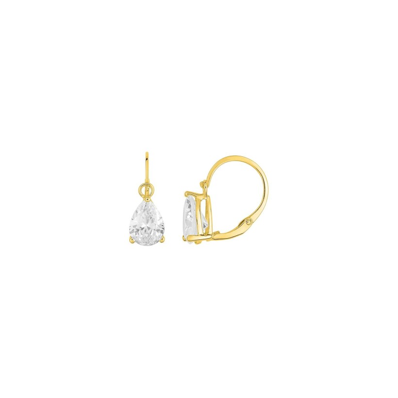 Boucles d'oreilles en or jaune et oxydes de zirconium