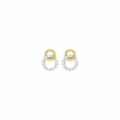 Boucles d'oreilles en or jaune, or blanc et oxydes de zirconium