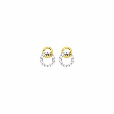 Boucles d'oreilles en or jaune, or blanc et oxydes de zirconium