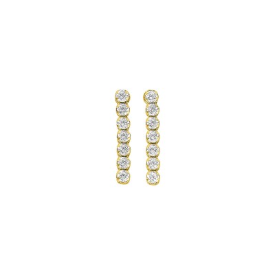 Boucles d'oreilles pendantes en or jaune et oxyde de zirconium