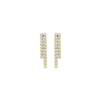 Boucles d'oreilles pendantes en or jaune et oxyde de zirconium
