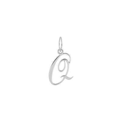 Pendentif initiale lettre Q en or blanc
