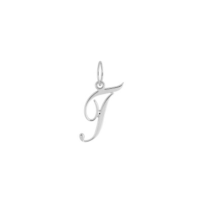 Pendentif initiale lettre T en or blanc