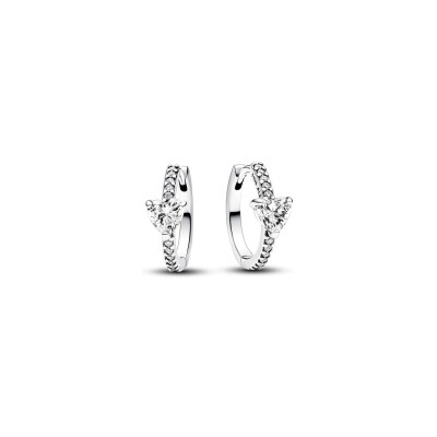 Boucles d'oreilles Créoles Cœur Scintillant Pandora en argent