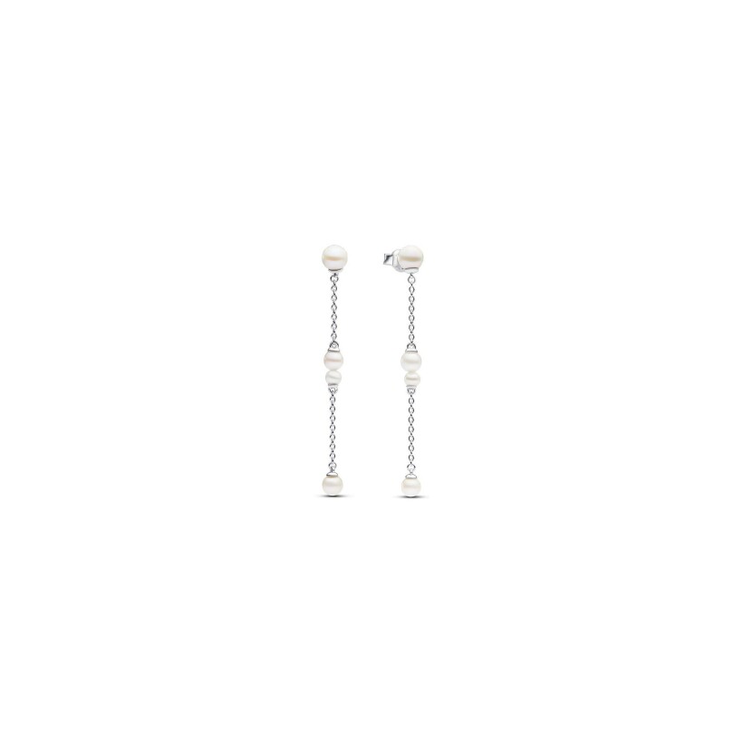 Boucles d'oreilles Pandora en argent et perle d'eau douce