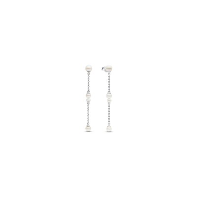 Boucles d'oreilles Pandora en argent et perle d'eau douce