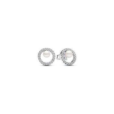 Boucles d'oreilles Pandora en argent et perle d'eau douce