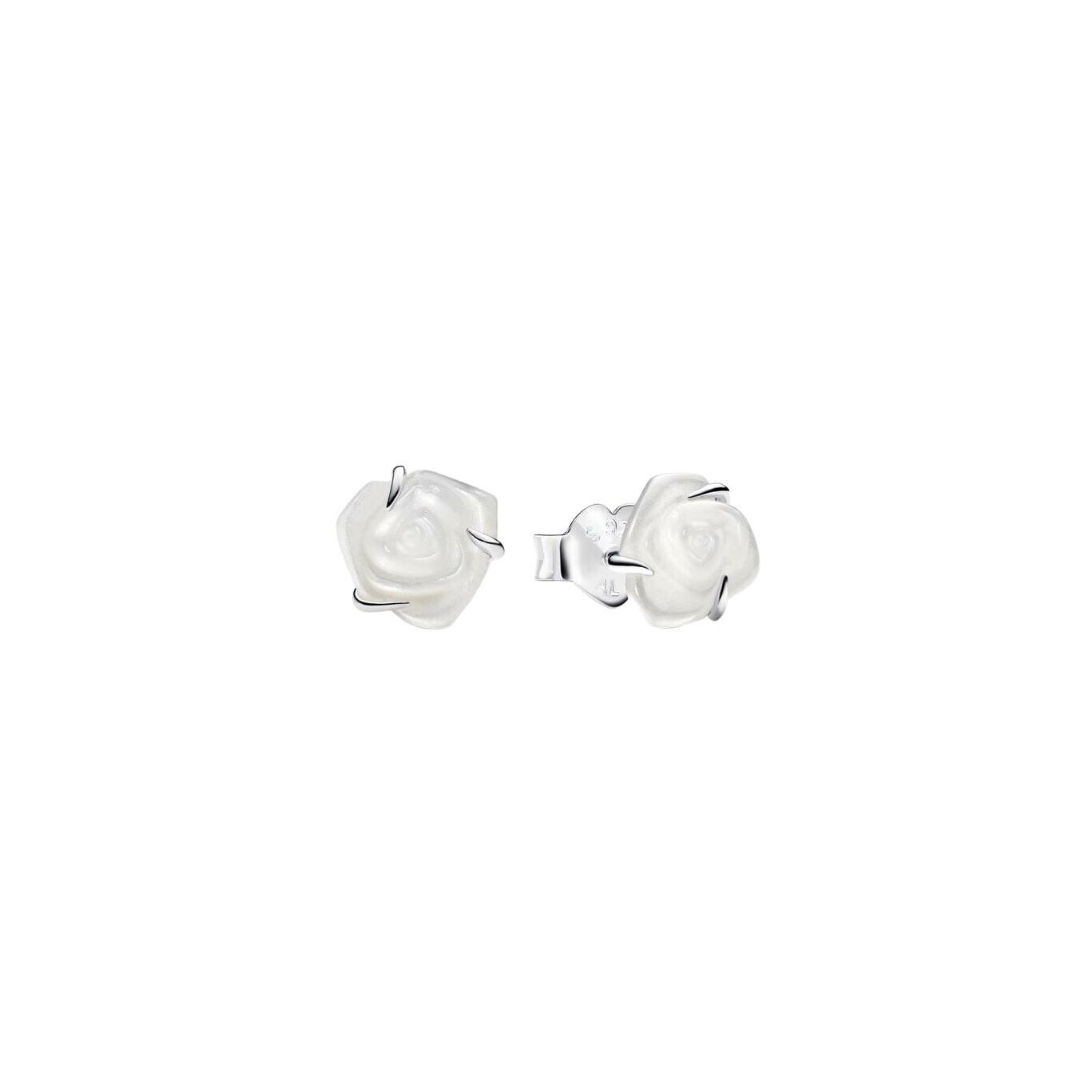 Boucles d'oreilles Pandora Rose Blanche en argent et nacre