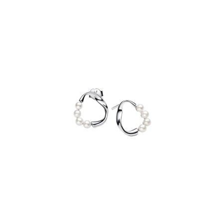 Boucles d'oreilles Pandora Cercle Organique en argent et perle