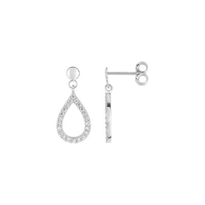 Boucles d'oreilles pendantes en or blanc et oxydes de zirconium