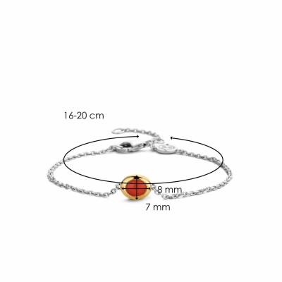 Bracelet Ti Sento en argent rhodié et pierre synthétique rouge, serti clos doré