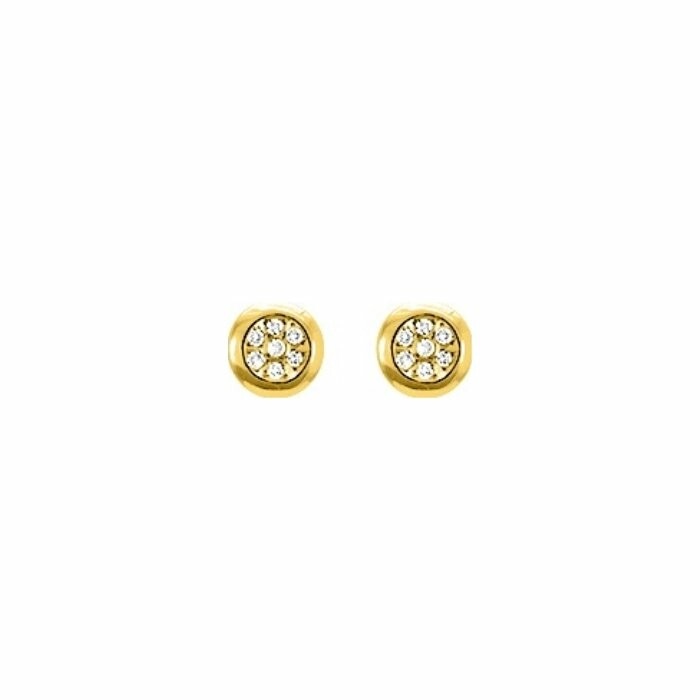 Boucles d'oreilles clous en or jaune et diamants