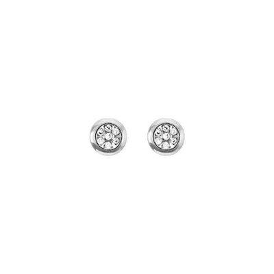 Puces d'oreilles en or blanc et diamants, 0.08ct