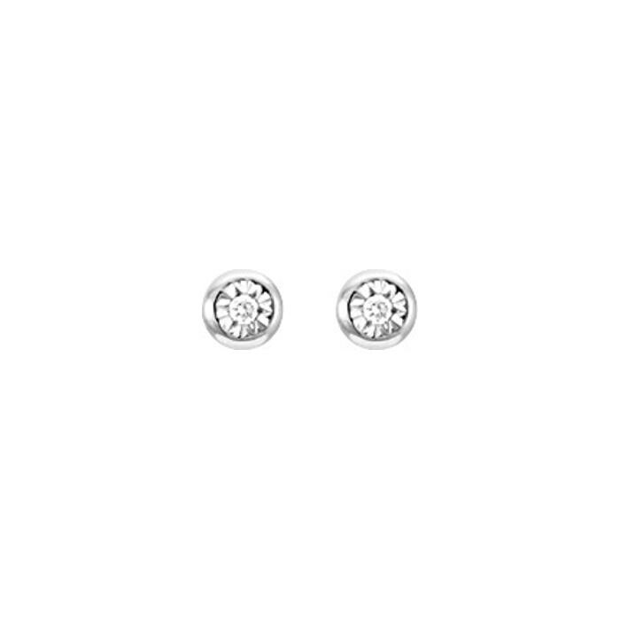 Puces d'oreilles en or blanc et diamants, 0.04ct