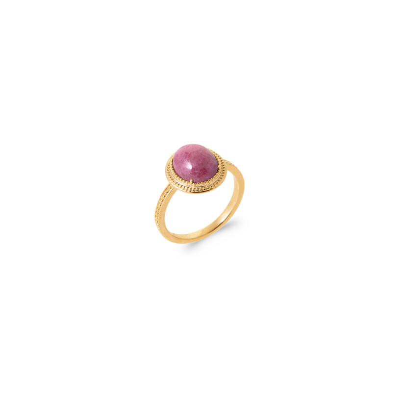 Bague en plaqué or et rhodonite