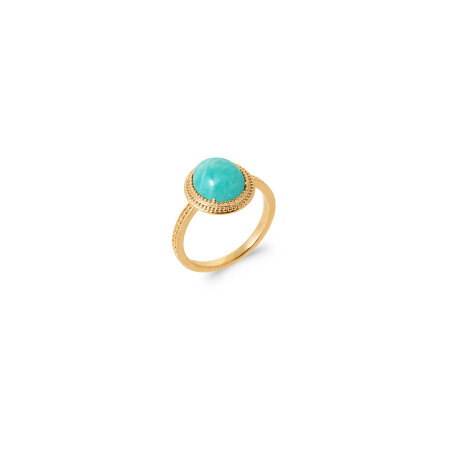 Bague en plaqué or et amazonite