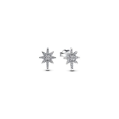 Boucles d'oreilles Pandora Moments Etoile Polaire Scintillante en argent et oxydes de zirconium