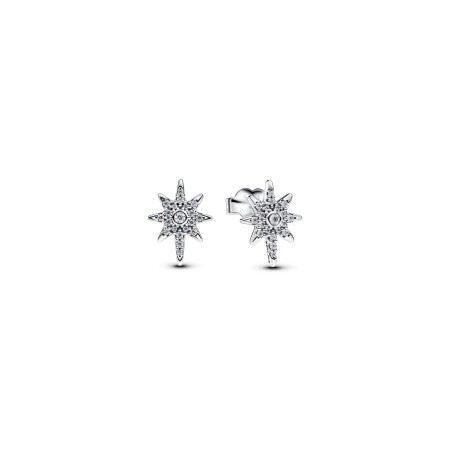 Boucles d'oreilles Pandora Moments Etoile Polaire Scintillante en argent et oxydes de zirconium