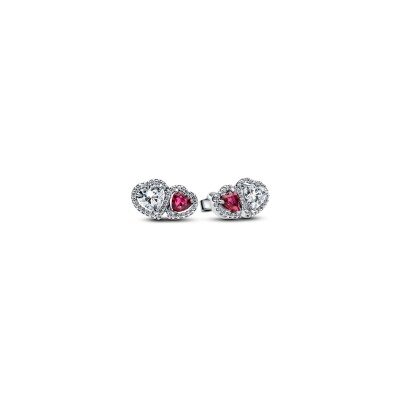 Boucles d'oreilles Pandora Timeless clous d'oreilles cœurs halo en argent