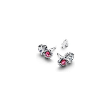 Boucles d'oreilles Pandora Timeless clous d'oreilles cœurs halo en argent