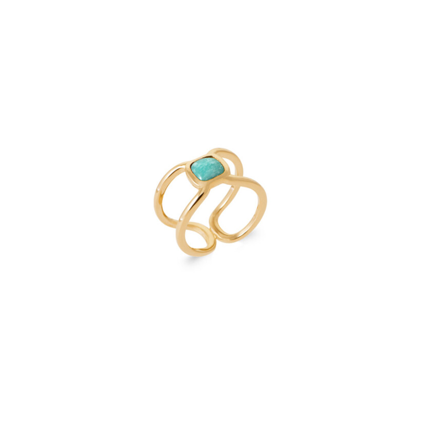 Bague en plaqué or et amazonite