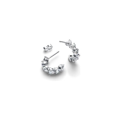 Boucles d'oreilles Pandora Timeless créoles ouvertes cœurs scintillantes en argent