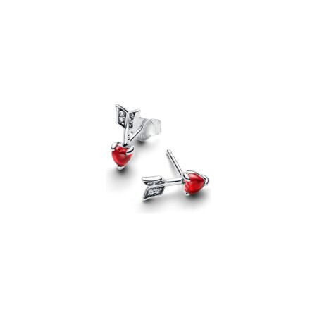 Boucles d'oreilles Pandora Moments clous d’oreilles flèche & cœur en verre de murano en argent