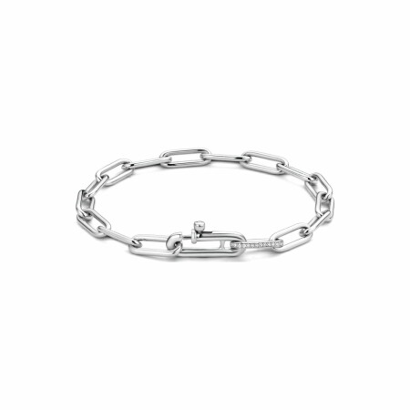 Bracelet Ti Sento en argent rhodié, maille forçat