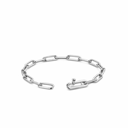 Bracelet Ti Sento en argent rhodié, maille forçat