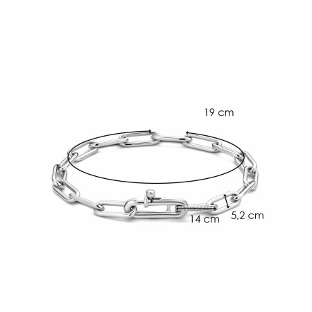 Bracelet Ti Sento en argent rhodié, maille forçat