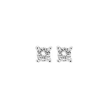 Puces d'oreilles en or blanc et diamants, 0.02ct