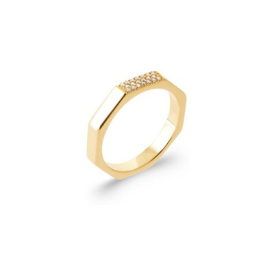 Bague en plaqué or et oxyde de zirconium