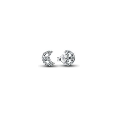 Boucles d'oreilles Pandora Lune Scintillants en argent et oxydes de zirconium
