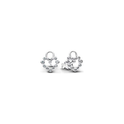 Boucles d'oreilles Pandora Moments en argent et oxyde de zirconium