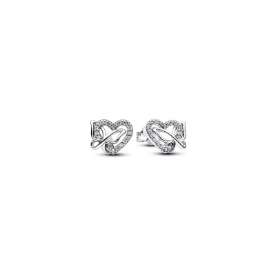 Boucles d'oreilles Pandora Moments Cœur et Papillon Entrelacés en argent et oxydes de zirconium