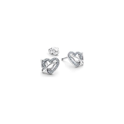Boucles d'oreilles Pandora Moments Cœur et Papillon Entrelacés en argent et oxydes de zirconium