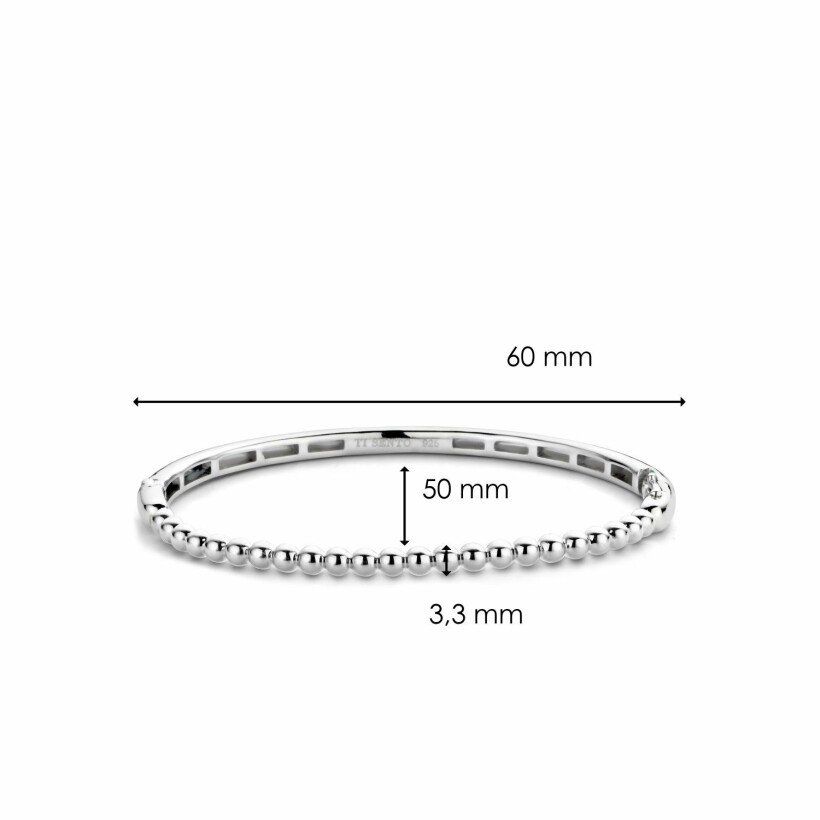 Bracelet jonc Ti Sento en argent rhodié, boules