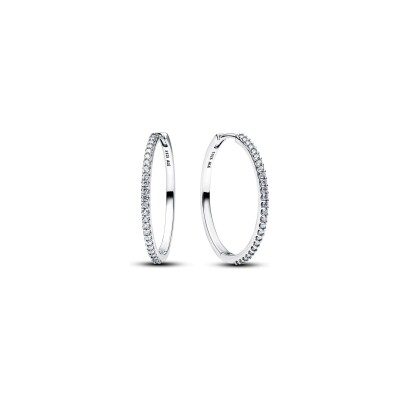 Boucles d'oreilles créoles Pandora Timeless Scintillantes en argent et oxydes de zirconium